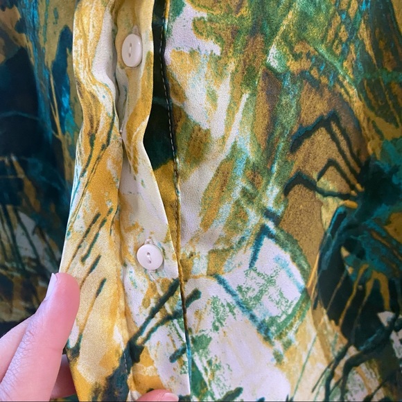 Mossimo XS Abstract Nature Forest collared Sleeveless Blouse EUC - Picture 6 of 9